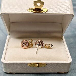 Hillberg & Berk 10 mm Rose Gold Sparkle Ball Stud Earrings 925 Silver